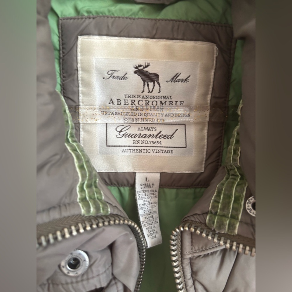 Vintage Abercrombie and Fitch Puffer Vest in Green Size Large Y2K Preppy - Picture 3 of 4